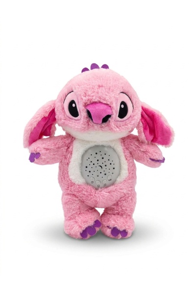 Hurbuy Projeksiyonlu Müzikli Pembe Stitch Angel Peluş Oyuncak Gece Lambası Uy...