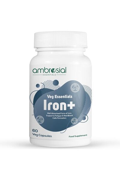 Ambrosial Essentials كبسولات أمبروسيال آيرون بلس النباتية (عبوة واحدة تحتوي ع...