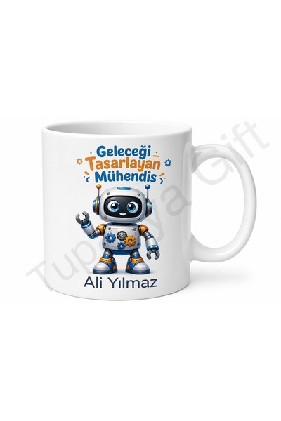 Tupya Gift كوب بورسلين مطبوع بتصميم خاص لهدايا الأطفال بتصميم روبوت