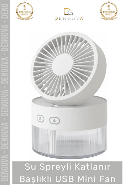 Denguva #MiniFan Şarjlı LED Işıklı Sulu Masaüstü Soğutucu Nemlendirici Katlan...