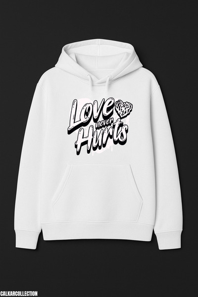 CALKARCOLLECTION سويت شيرت بقلنسوة للجنسين من Love Never Hurts (هودي)