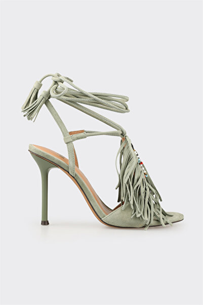 Elle Shoes Yeşil Deri Kadın Sandalet