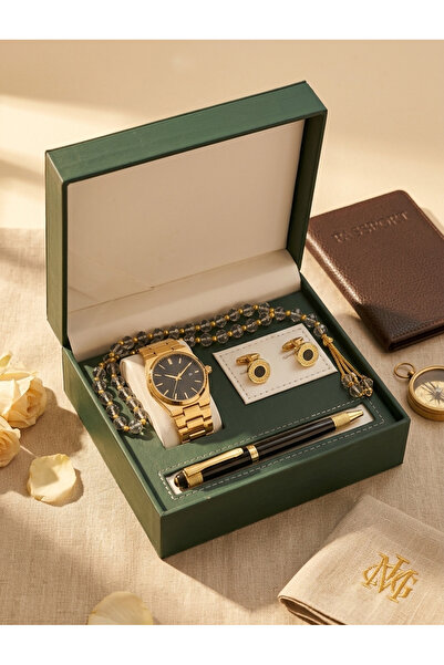 Gift Box Luxury Men’s Gift Set – Watch, Pen, Cufflinks & Tasbih Premium Execu...