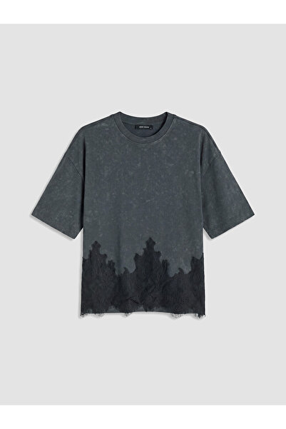 LC Waikiki Anthracite Oversize Cotton Women's T-Shirt