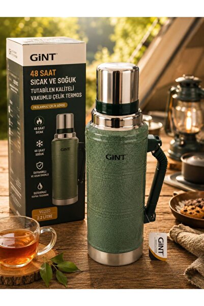 Muhtelif TERMOS GİNT 2.2 Litre Çelik Termos 48 Saat Sıcak Soğuk Tutan Vakumlu...