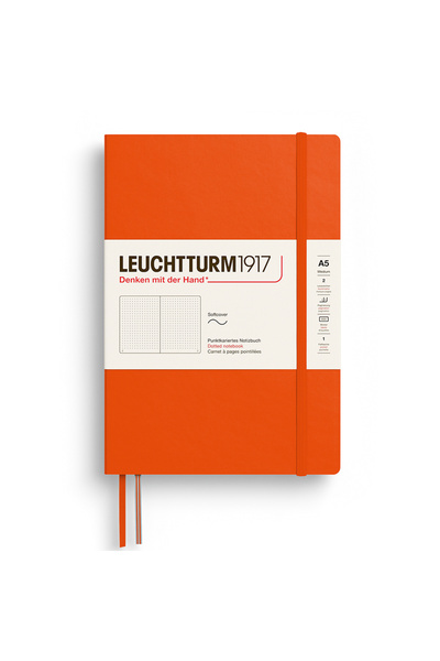 Leuchtturm Caiet A5 punctat cu copertă flexibilă portocalie dovleac