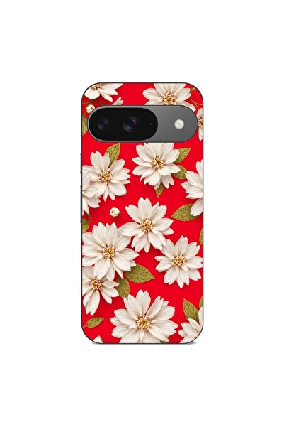 OEM Θήκη συμβατή με Google Pixel 9 Pro, από σιλικόνη gel TPU, με λευκά λουλού...