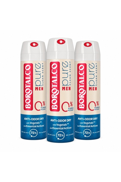 Borotalco Set Borotalco, Men's Deodorant Spray Pure Clean Scent, 3 x 150 ml