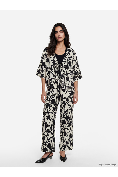 LC Waikiki Elastic Waist Patterned Women's Trousers