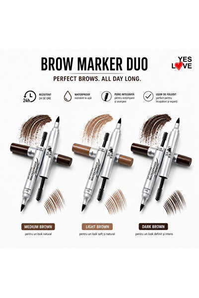 yes love Eyebrow Marker Duo 2 in 1 – Marker + Colored Mascara Fixing Gel, 24H...