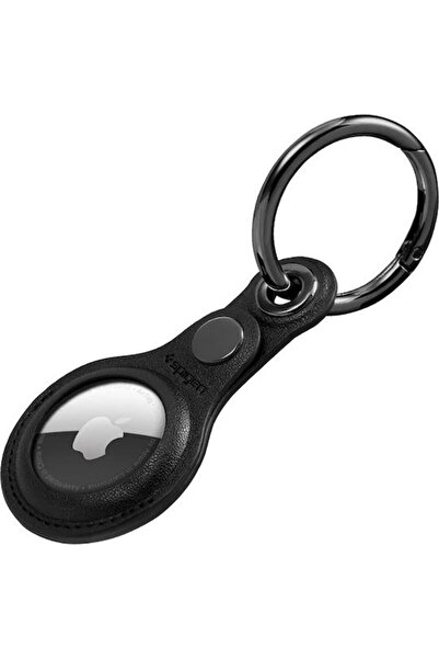 Spigen Valentinus Δερμάτινη Θήκη Μπρελόκ για AirTag σε Μαύρο χρώμα