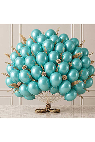 BeySüS Turquoise Color Latex Metallic Balloons (30 cm) - 50 Pieces