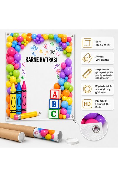 okul posterleri Karne Hatırası Fotoğraf Çekim Fon Perdesi (160x210 cm)