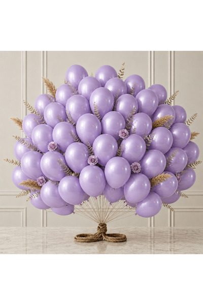 BeySüS Lilac Color Latex Metallic Balloons (30 cm) - 50 Pieces