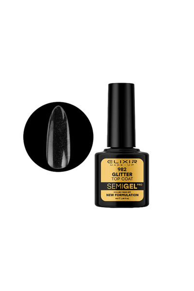 Elixir SEMI GEL (ΗΜΙΜΟΝΙΜΟ ΒΕΡΝΙΚΙ) - 982 (GLITTER TOP COAT) 8ML