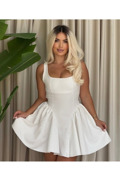 Pretty Rochie baby doll cu strasuri fine