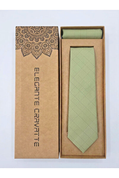 Elegante Cravatte Set kravate sa zelenim kariranim uzorkom i maramice za džep...