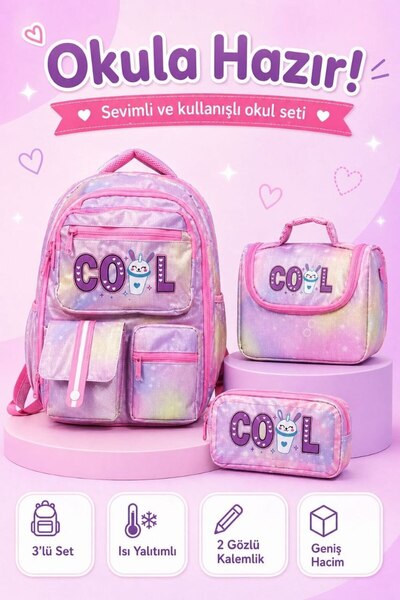 ÇANTAM GELSİN Set de genți pentru școala primară, model coreean, 3 piese, ruc...