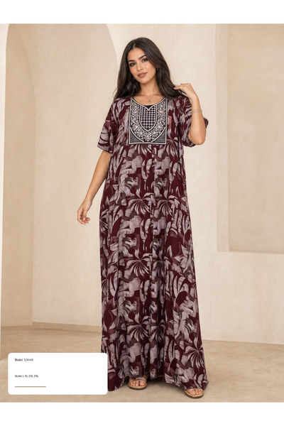 TUFAHA قميص كشميري نص كم مطرز