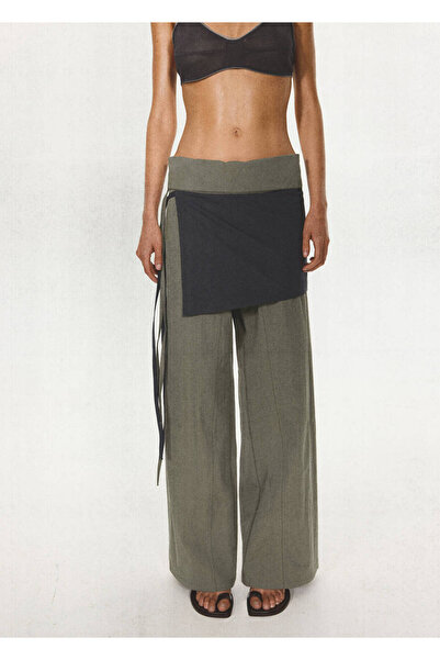 MANGO Woman Bağ detaylı katlı pantolon