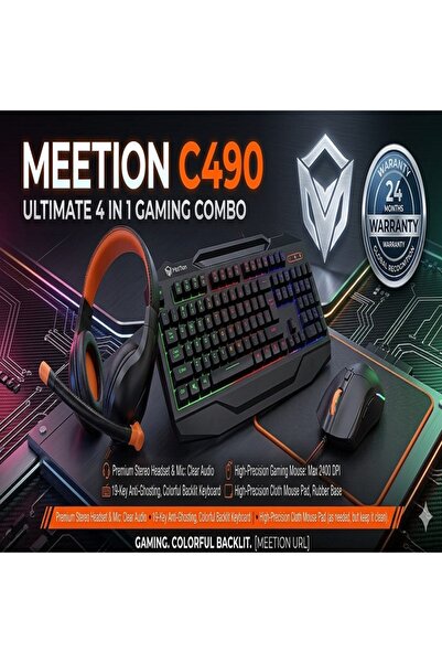 Genaric Meetion C490 4-in-1 Gaming Combo Set–RGB Backlit Keyboard, 2400 DPI G...