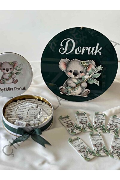 MADLEN Koala Model Yenidoğan Seti (50 ad magnet-50 ad çikolata-1 ad kapı süsü)