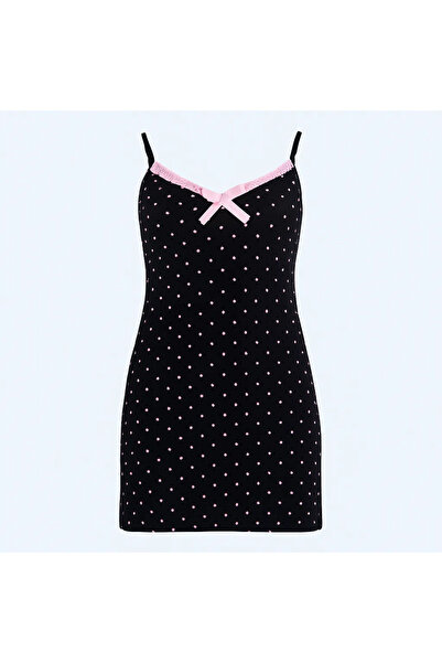 Generic Soft Viscose Night Dress with Thin Straps and Elegant Lace Collar - M...