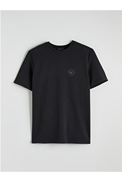 LC Waikiki New Season Black Crew Neck Printed Men's T-Shirt
