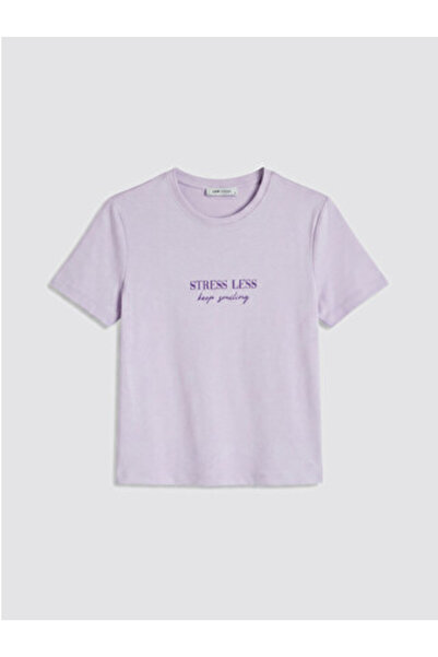 LC Waikiki New Season Purple Printed Soft Touch Women's T-Shirt