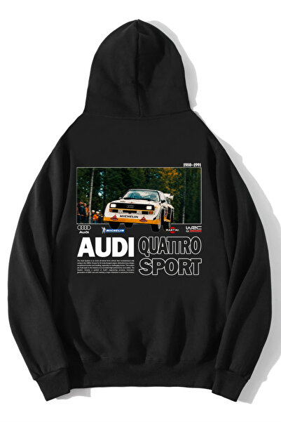 BRZ COLLECTION Ουνισέξ Όβερσάιζ Φούτερ με κουκούλα Quattro Sport Audi Μαύρο