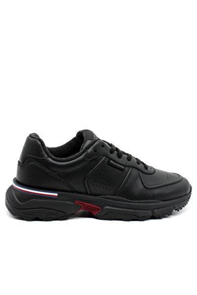 Tommy Hilfiger Ανδρικά Δερμάτινα Runner Sneakers Μαύρα FM0FM05277-BDS