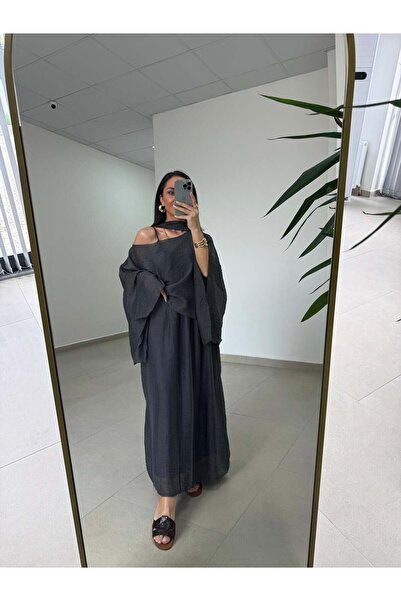 manana fashion Σετ δύο τεμαχίων: Φόρεμα μπλούζα με φουλάρι από σιφόν λυοσέλ