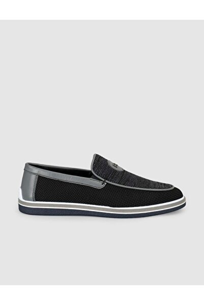 Cabani Black Men's Loafer with Knitwear Detail