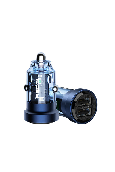 Recci RCC-N16 15.5W Διπλές Θύρες Διαφανής Φορτιστής Αυτοκινήτου - Μπλε