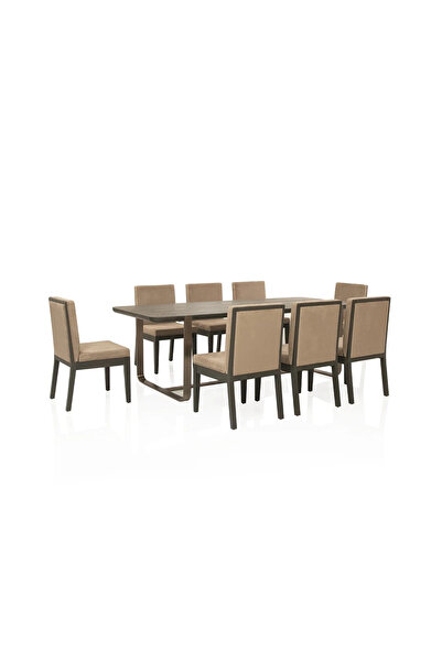 Midas Furniture WOODEN DINING TABLE SET 8 CHAIRS 240X100X75 CM GREY