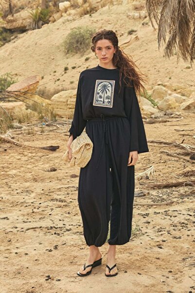 Ceylan Otantik بنطلون شالوار موسلين أسود