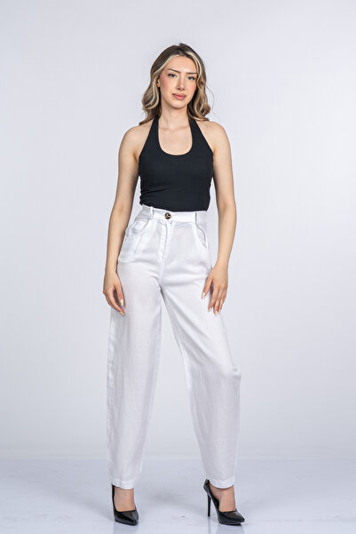 MissVina Alina Narrow Leg Balloon Form Linen Trousers 30398