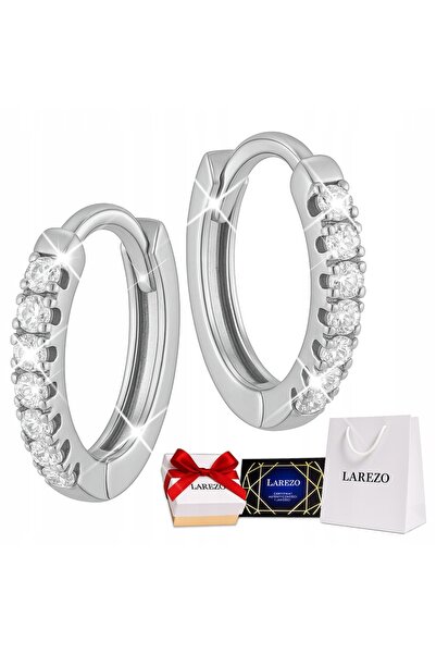 Larezo Cercei Rotunzi Din Argint 925, Model Glamour Cu Zirconii Albe, Tip Tor...