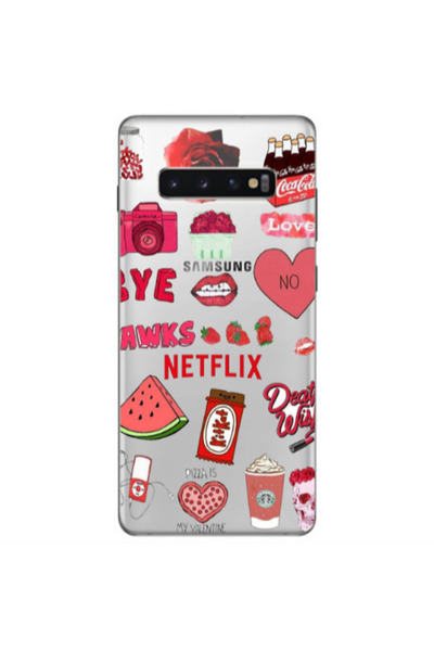 Other Samsung S10 Plus pizza is my valentine Transparent Silicone TPU Θήκη