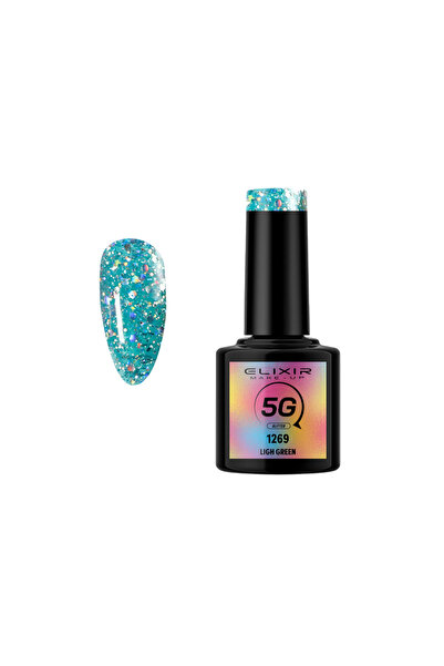 Elixir 5G GLITTER SEMI GEL (ΗΜΙΜΟΝΙΜΟ BΕΡΝΙΚΙ) - 1269 (LIGH Green) 8ML