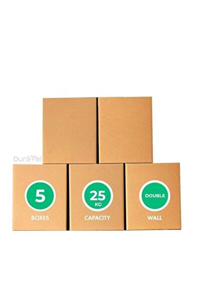 Duravel Double Wall Cardboard Boxes, 5 Pieces, 25 Kg Capacity (45X45X45)