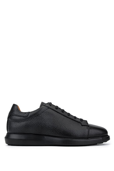 Tamer Tanca Men's Genuine Leather Black Sneakers & Sports Shoes