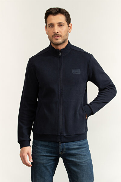 EA7 Erkek Fermuarlı Sweatshirt Mavi