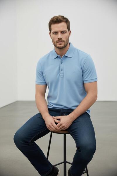 Sarar İnterview Polo Yaka Mavi T-Shirt