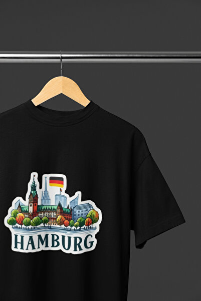 MAGORS Hamburg Text Printed Oversize Unisex T-Shirt - City Themed Cotton Prin...