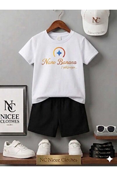 NC Nicee Clothes LETNJA DEČJA MAJICA I KRATKE PANTALONE UNISEKS (NANO BANANA ...
