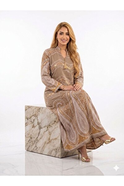 DAY BY DAY Women's Full Embroidered Jalabiya with Hebbat at Neckline