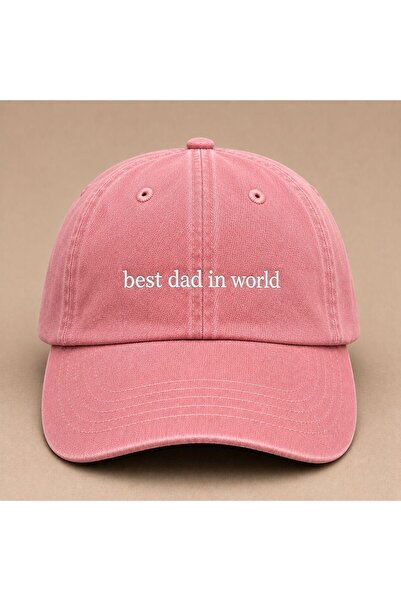 WeavedCo Best Dad in the World Embroidered Vintage Washed Hat Father's Day Sp...