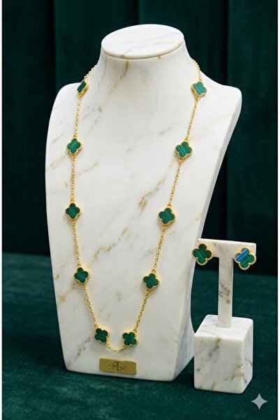 Zinora 2 piece elegant 4-leaf clover Jewelry Set – Necklace & Stud Earrings.