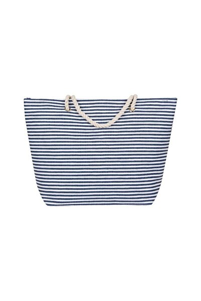 OEM White Straw Beach Bag with Striped , Zipper and Inner Functional Pocket ,...